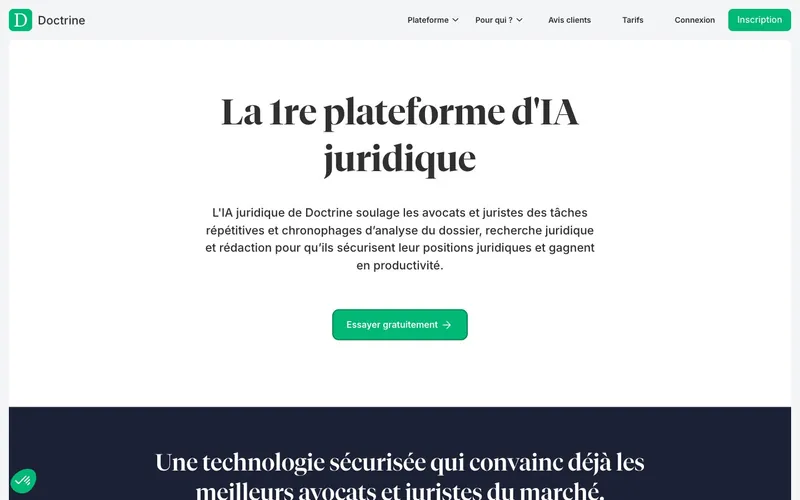 Capture d'écran de Doctrine, IA juridique spécialisée en jurisprudence