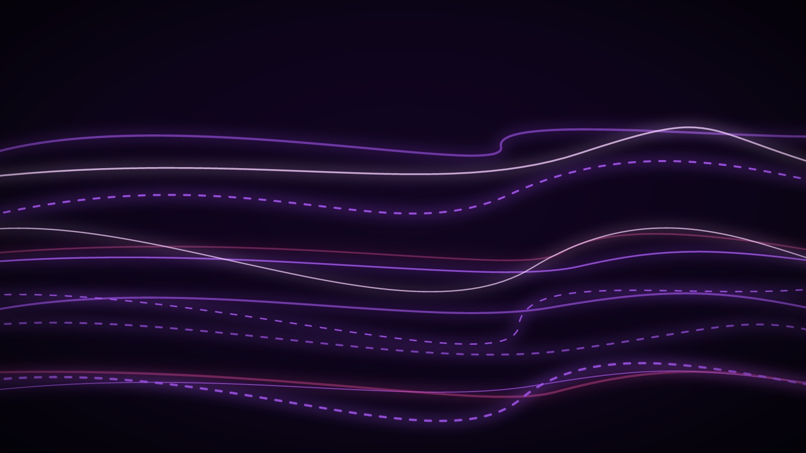 Lignes de données lumineuses violettes sur fond sombre, symbolisant les flux d'apprentissage de l'IA en cabinet d'avocats