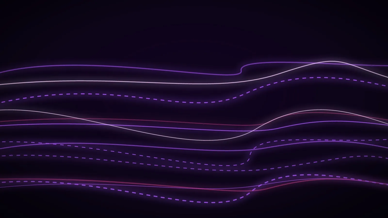 Lignes de données lumineuses violettes sur fond sombre, symbolisant les flux d'apprentissage de l'IA en cabinet d'avocats