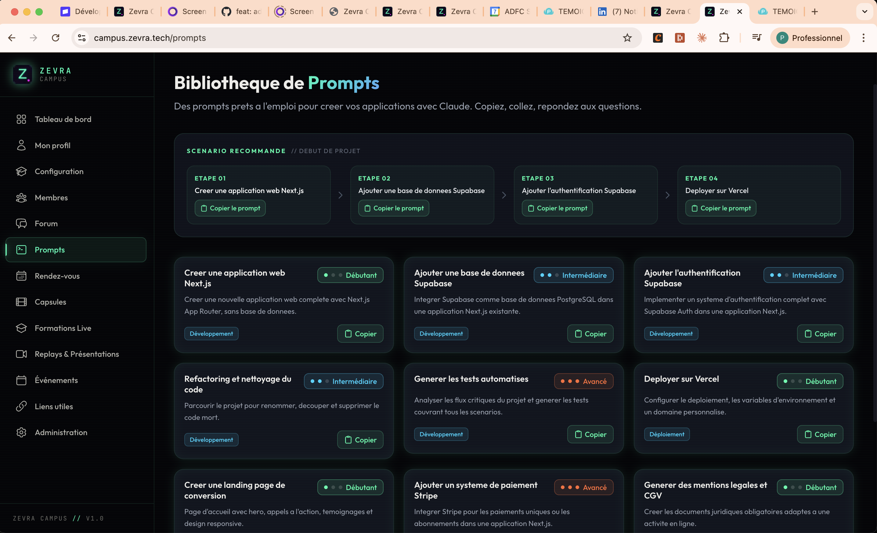 Bibliothèque de prompts Campus