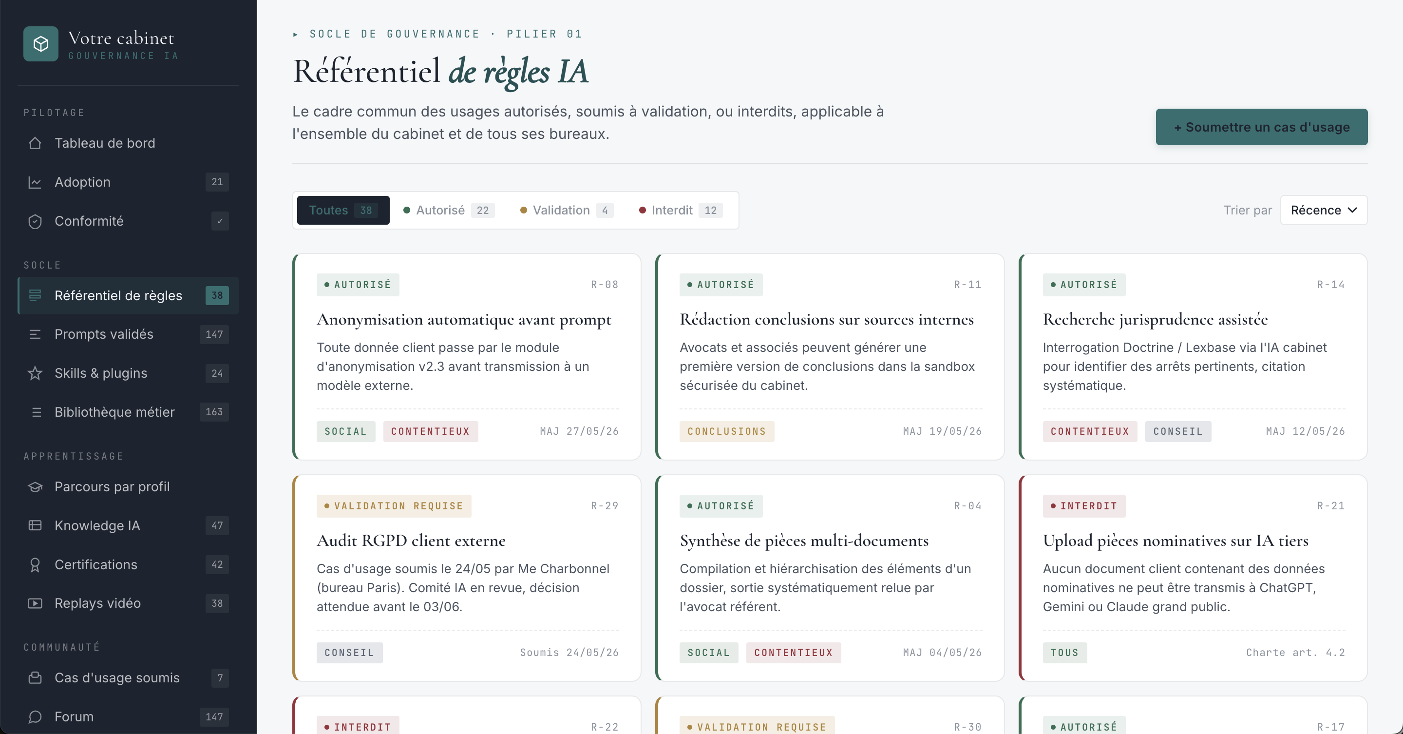 Référentiel de règles IA : usages autorisés, soumis à validation, interdits